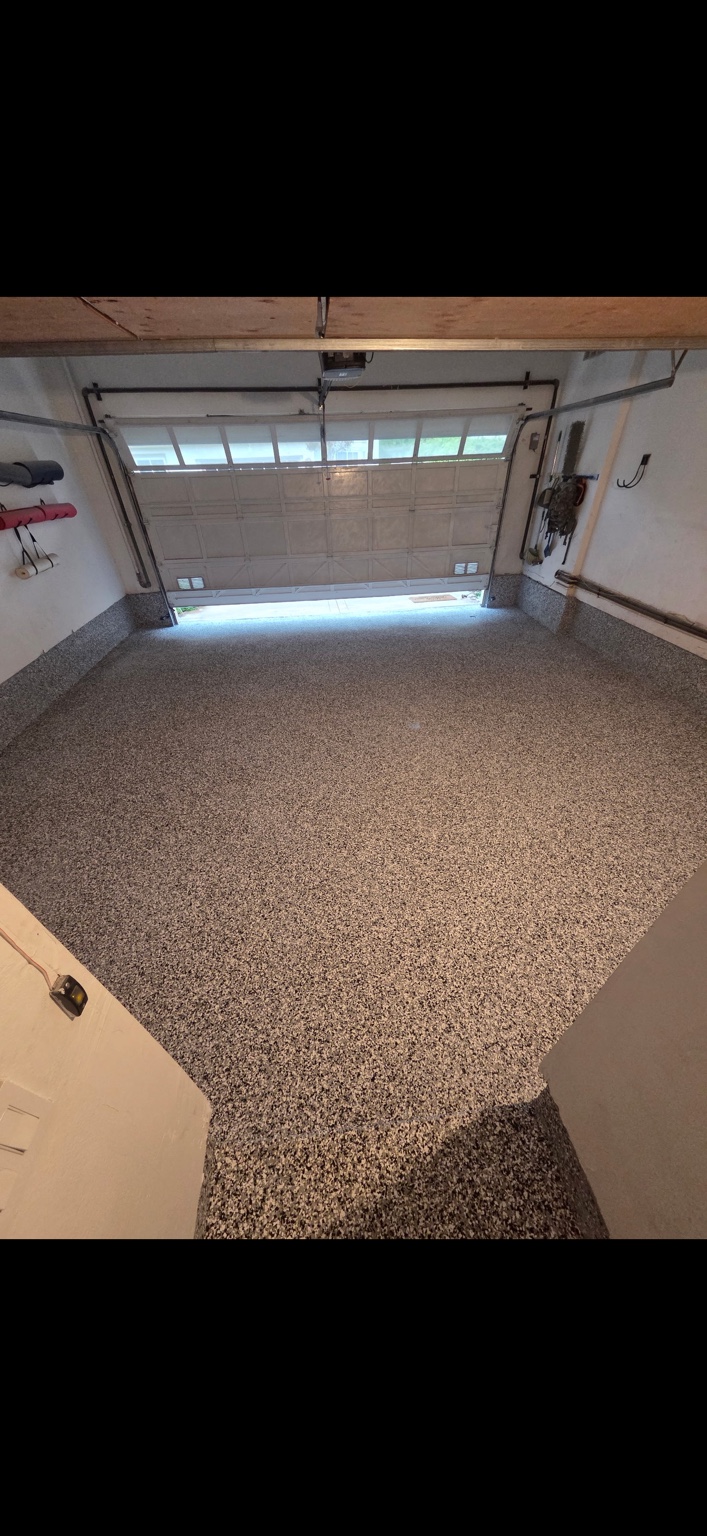 Glossy gray epoxy floor