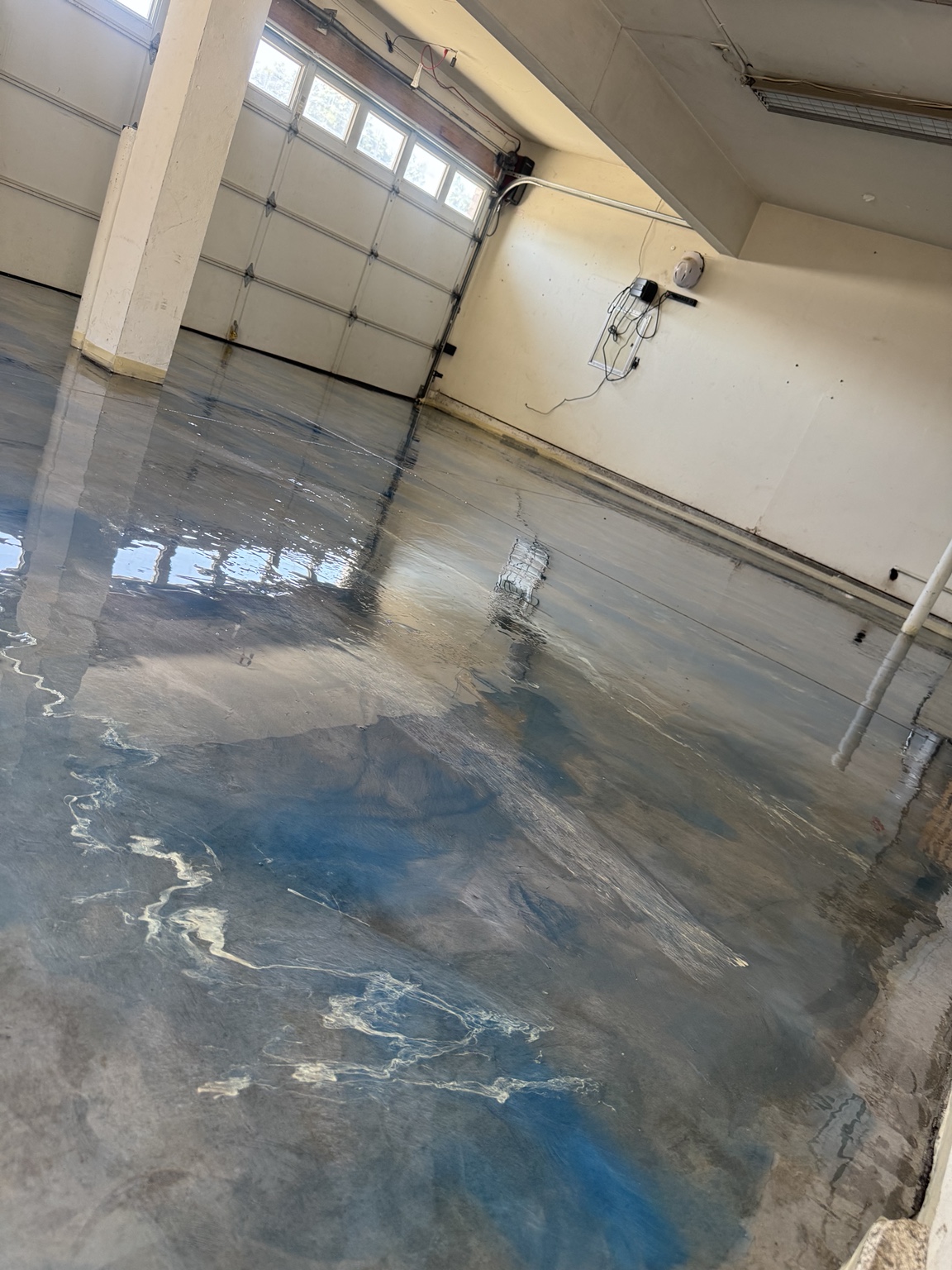 Blue metallic epoxy floor